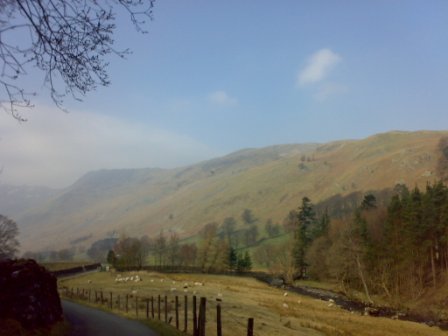 The start of the walk - looking at the bridge over Grisedale Beck